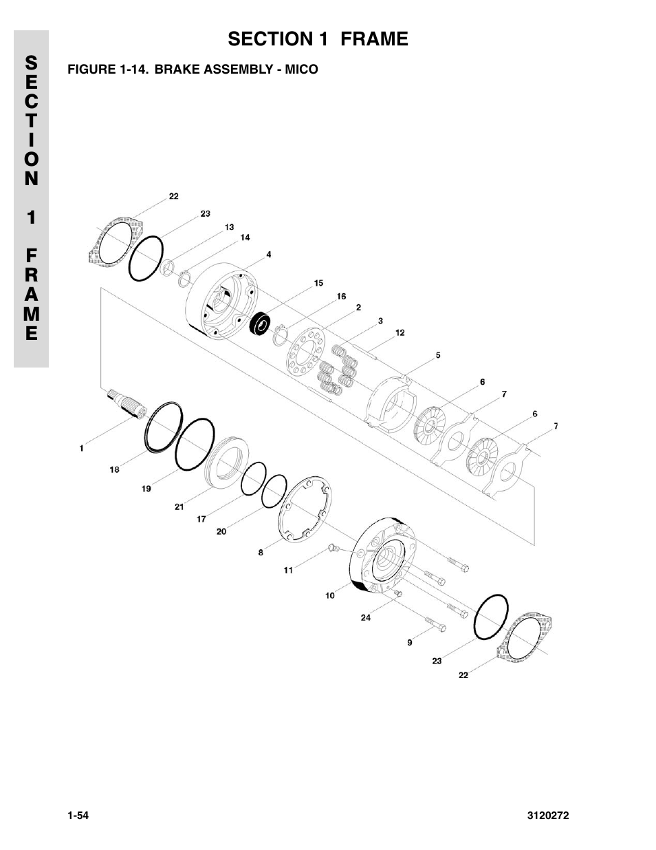 Figure 1-14. brake assembly - mico | JLG 80H Parts Manual User Manual | Page 62 / 538