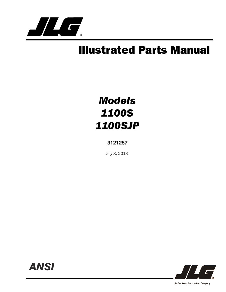 JLG 1100S Parts Manual User Manual | 294 pages