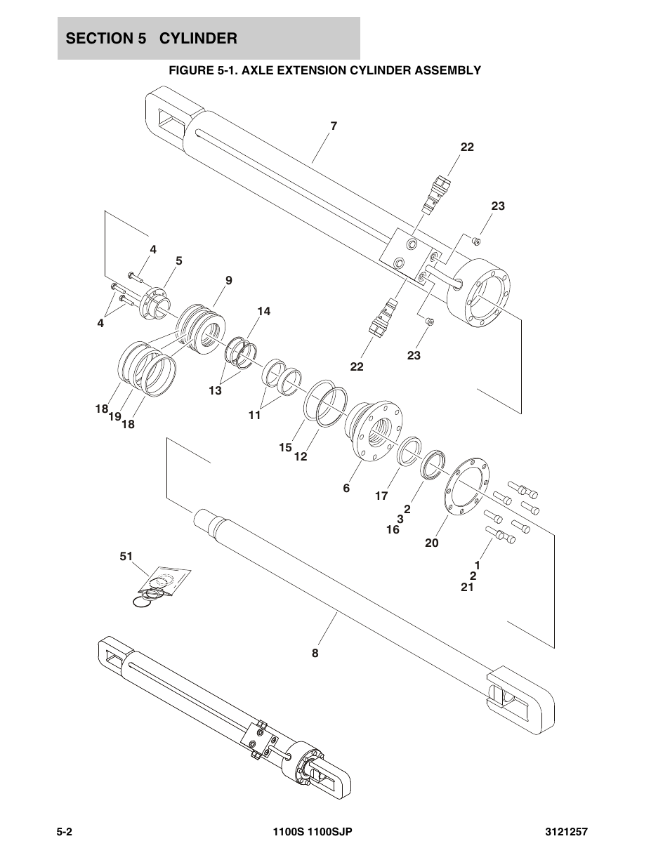 Figure 5-1. axle extension cylinder assembly | JLG 1100S Parts Manual User Manual | Page 180 / 294