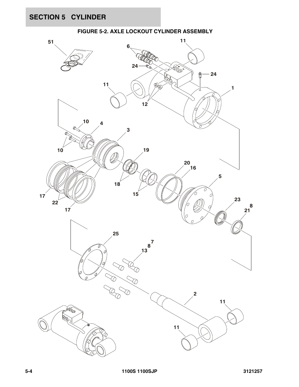 Figure 5-2. axle lockout cylinder assembly | JLG 1100S Parts Manual User Manual | Page 182 / 294