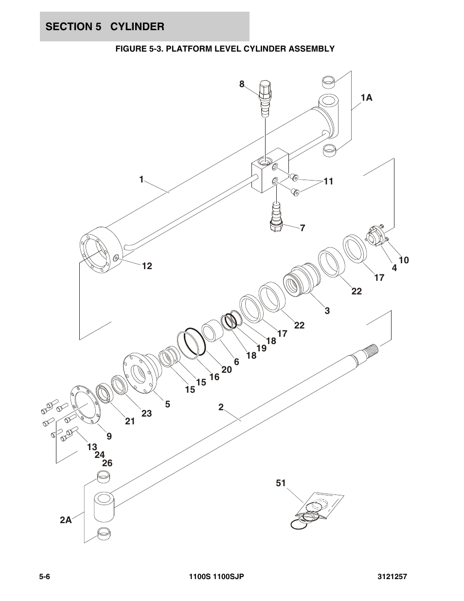 Figure 5-3. platform level cylinder assembly | JLG 1100S Parts Manual User Manual | Page 184 / 294