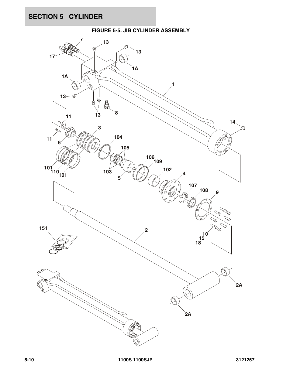 Figure 5-5. jib cylinder assembly | JLG 1100S Parts Manual User Manual | Page 188 / 294