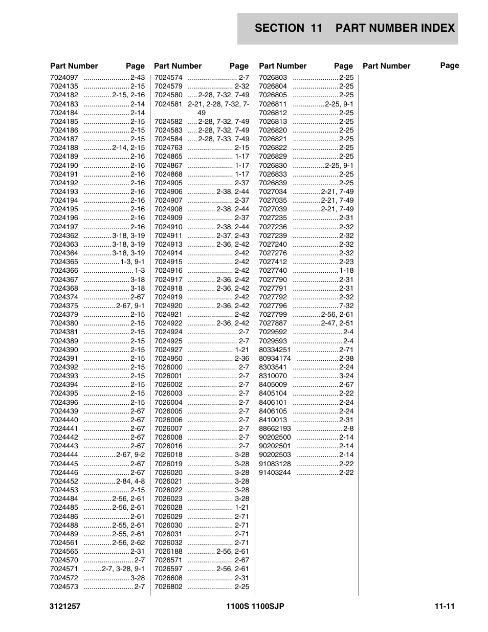 JLG 1100S Parts Manual User Manual | Page 291 / 294