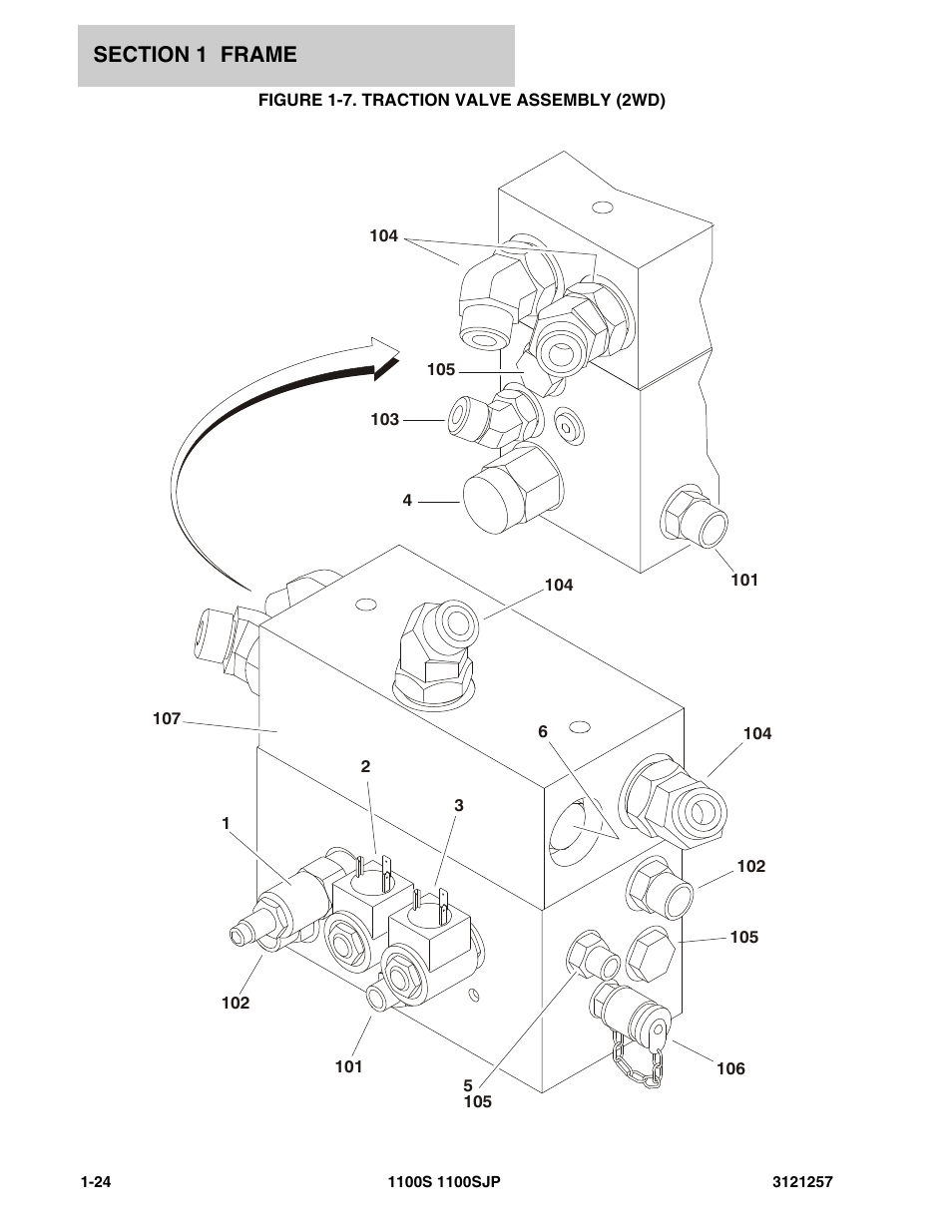 Figure 1-7. traction valve assembly (2wd), Trac | JLG 1100S Parts Manual User Manual | Page 30 / 294