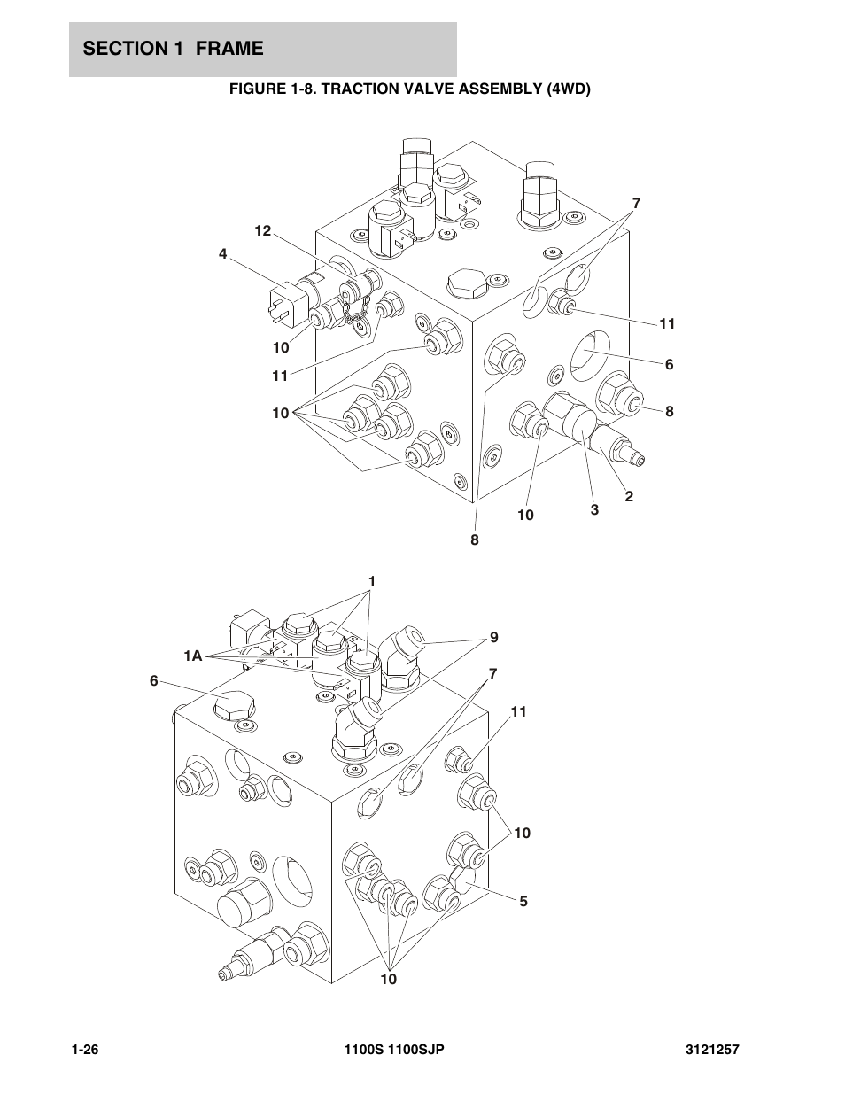 Figure 1-8. traction valve assembly (4wd), Trac | JLG 1100S Parts Manual User Manual | Page 32 / 294