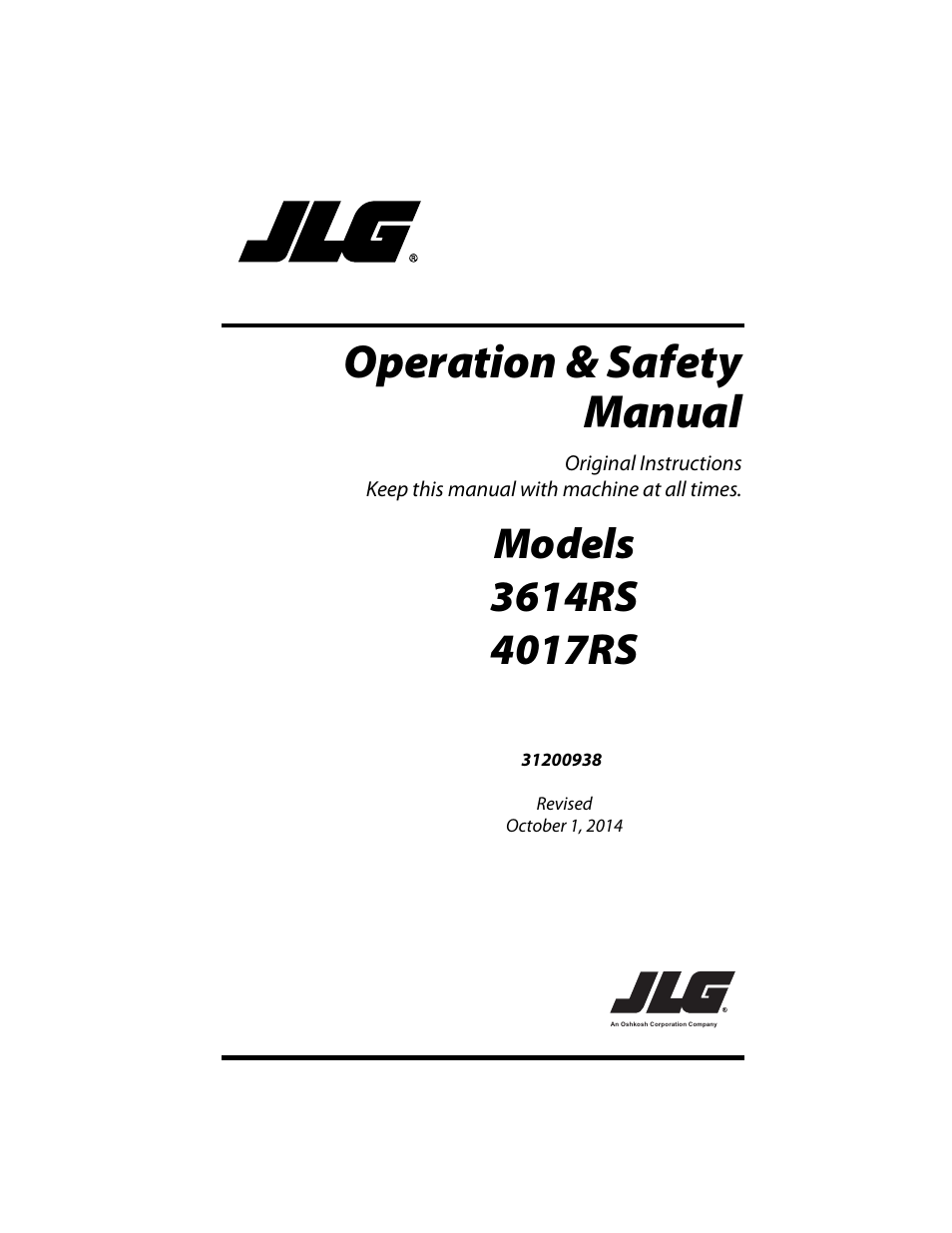 JLG 4017RS Operator Manual User Manual | 156 pages