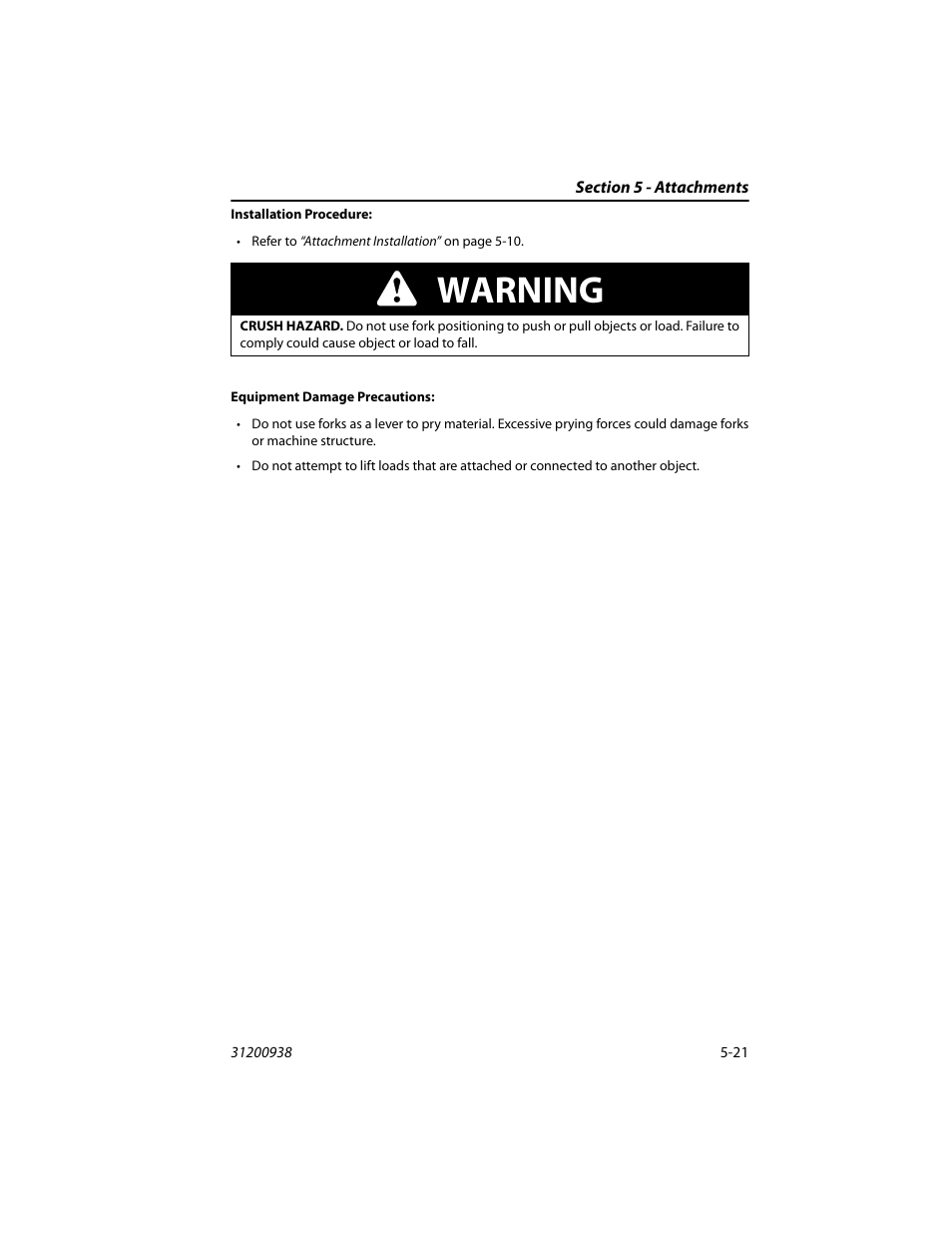 Warning | JLG 4017RS Operator Manual User Manual | Page 101 / 156