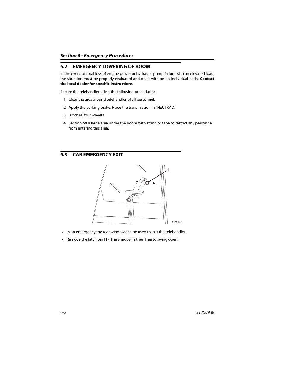 2 emergency lowering of boom, 3 cab emergency exit, Emergency lowering of boom -2 | Cab emergency exit -2 | JLG 4017RS Operator Manual User Manual | Page 110 / 156