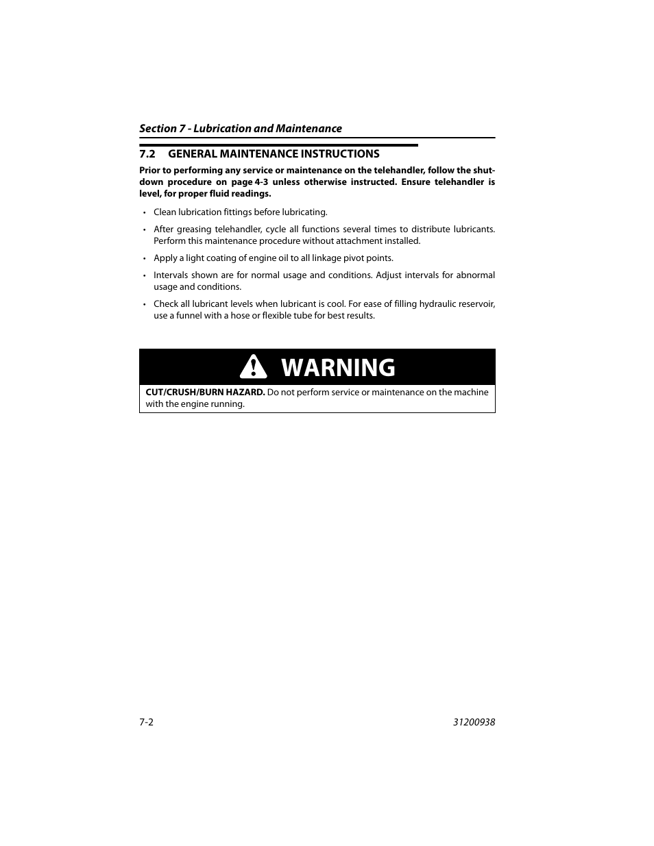 2 general maintenance instructions, General maintenance instructions -2, Warning | JLG 4017RS Operator Manual User Manual | Page 112 / 156