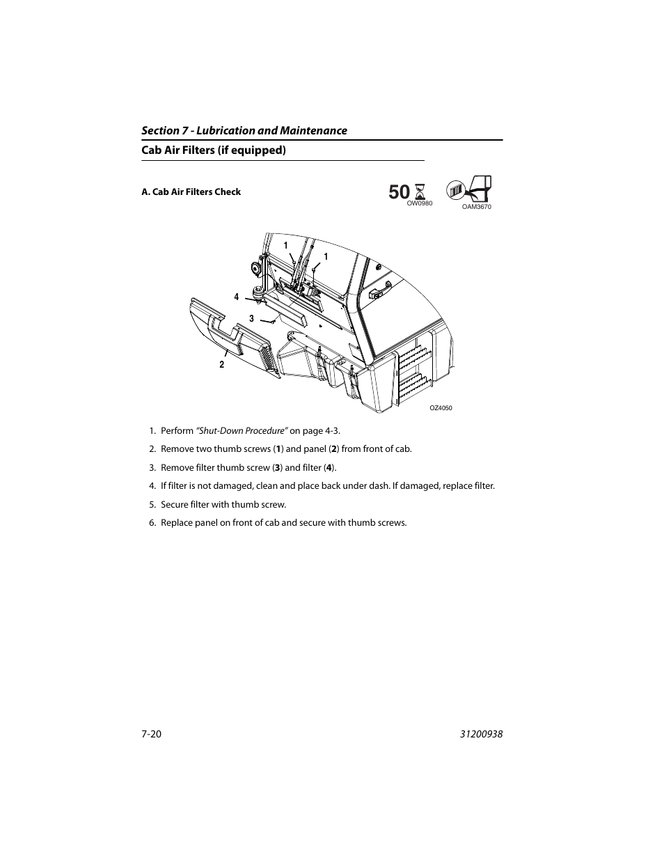 Cab air filters (if equipped), Cab air filters (if equipped) -20 | JLG 4017RS Operator Manual User Manual | Page 130 / 156