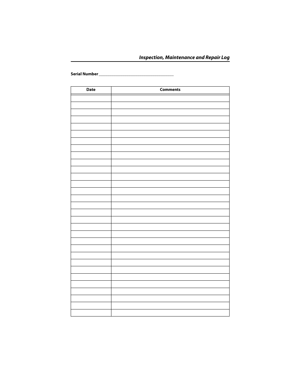 Inspection, maintenance and repair log | JLG 4017RS Operator Manual User Manual | Page 151 / 156