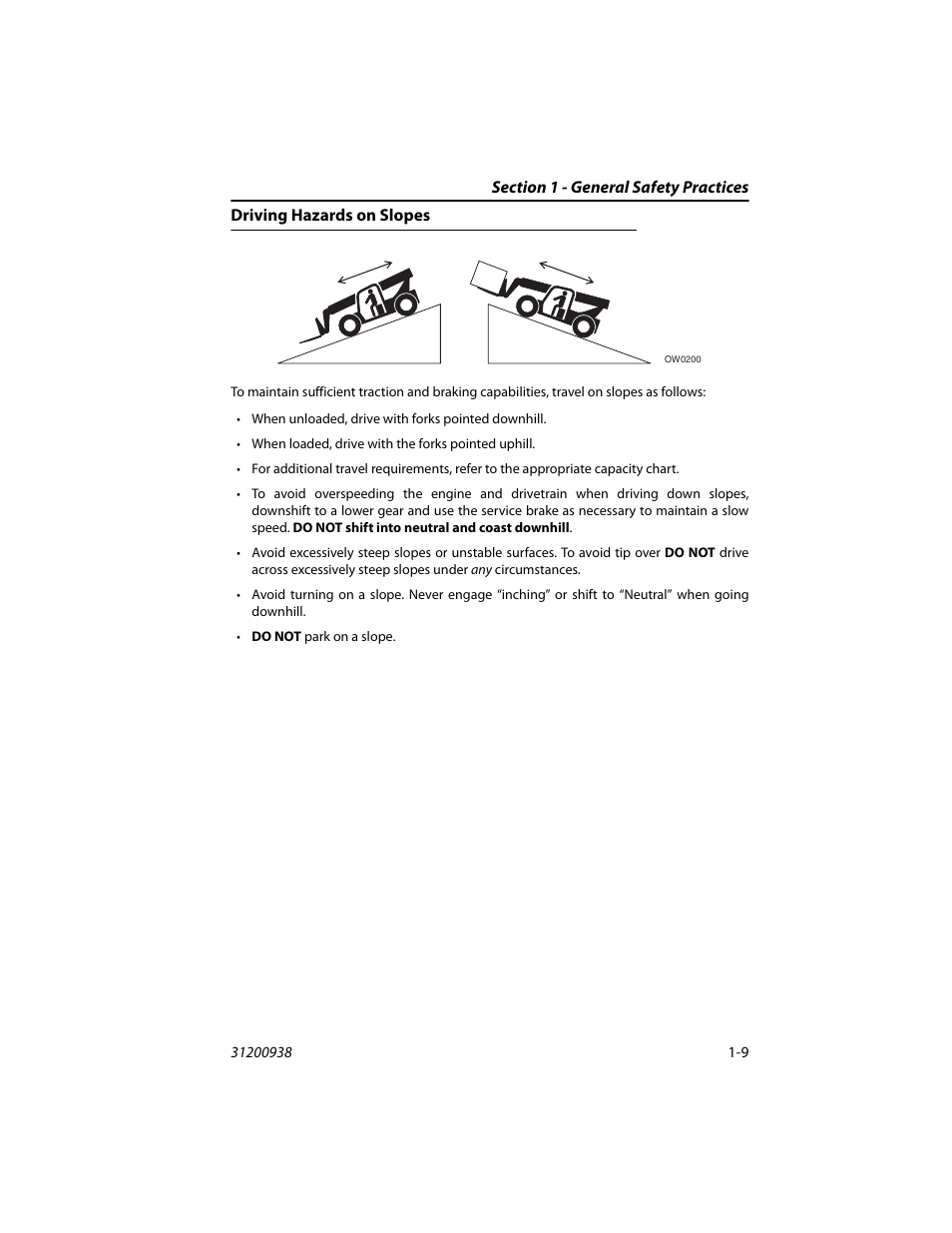 Driving hazards on slopes, Driving hazards on slopes -9 | JLG 4017RS Operator Manual User Manual | Page 19 / 156