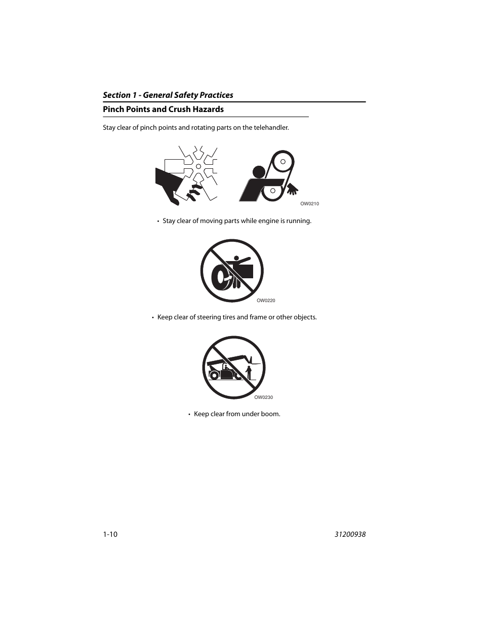 Pinch points and crush hazards, Pinch points and crush hazards -10 | JLG 4017RS Operator Manual User Manual | Page 20 / 156