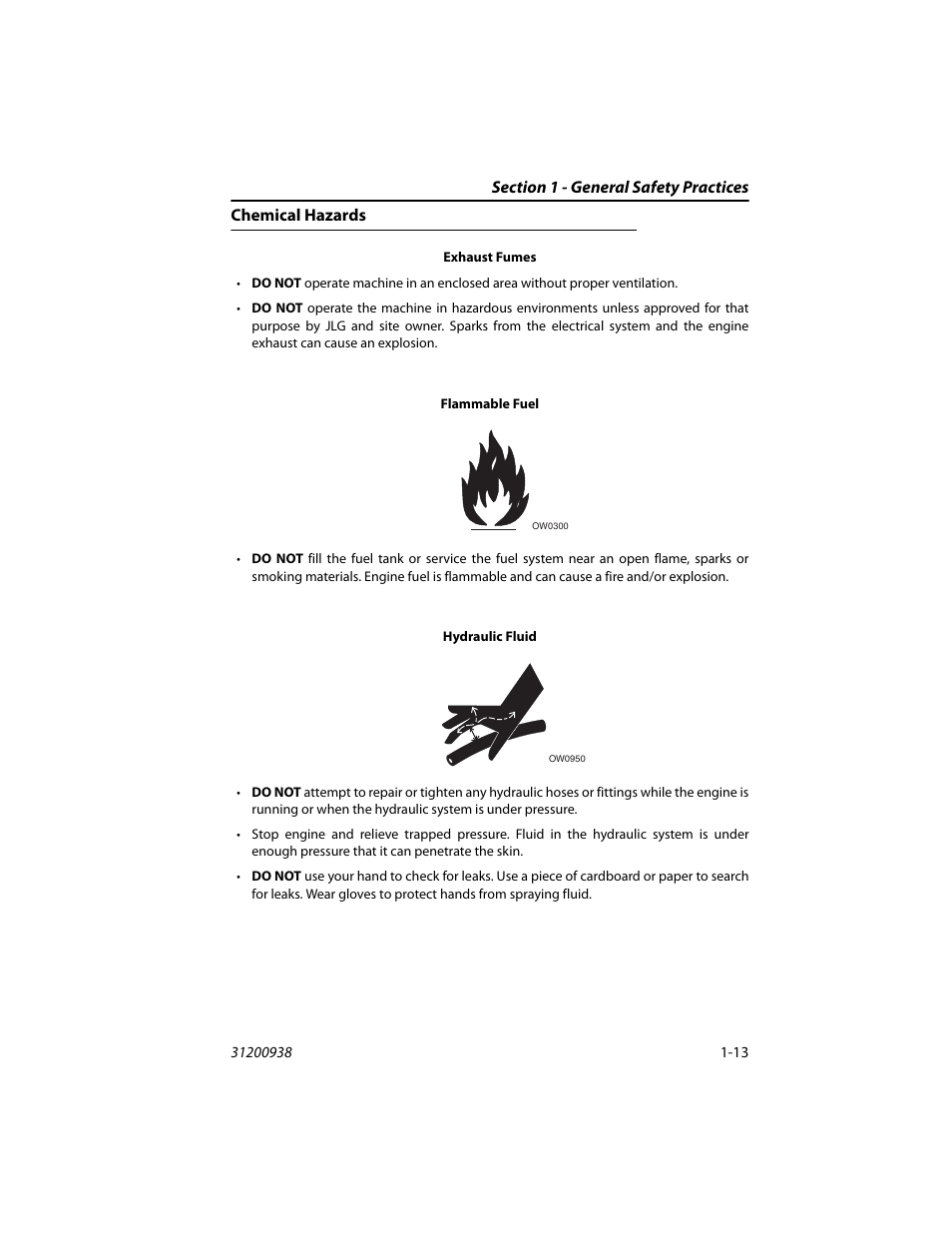 Chemical hazards, Chemical hazards -13 | JLG 4017RS Operator Manual User Manual | Page 23 / 156