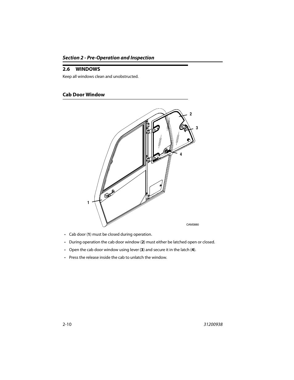 6 windows, Cab door window, Windows -10 | Cab door window -10 | JLG 4017RS Operator Manual User Manual | Page 34 / 156