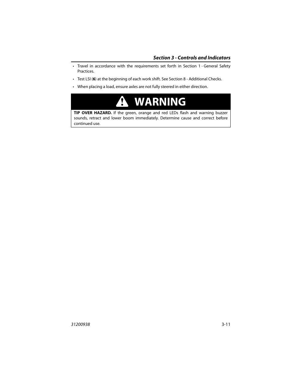 Warning | JLG 4017RS Operator Manual User Manual | Page 47 / 156