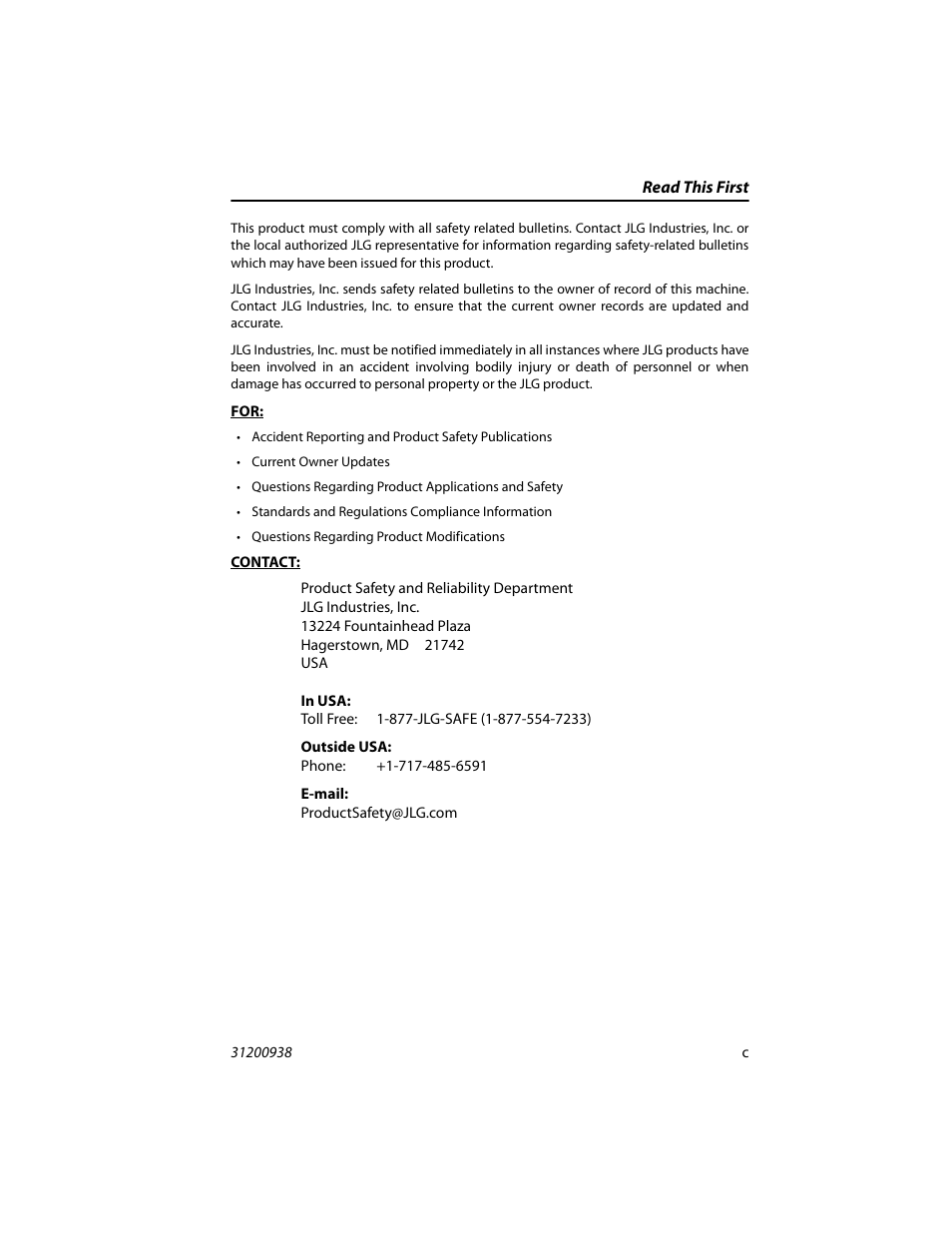 JLG 4017RS Operator Manual User Manual | Page 5 / 156