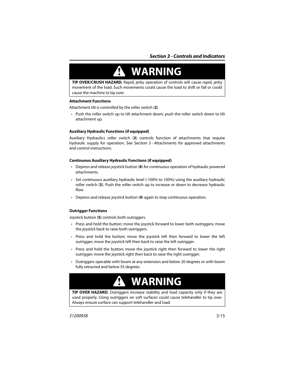 Warning | JLG 4017RS Operator Manual User Manual | Page 51 / 156