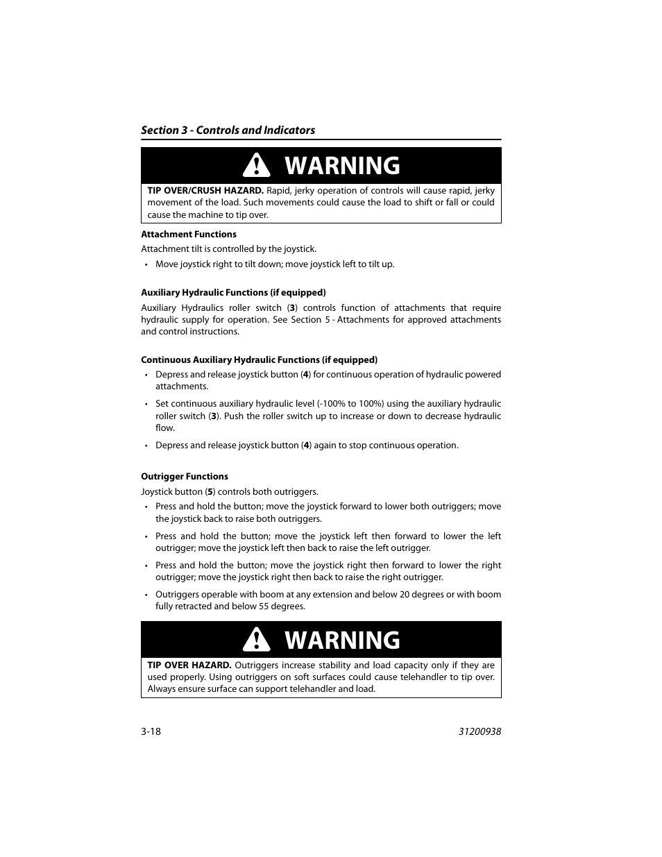 Warning | JLG 4017RS Operator Manual User Manual | Page 54 / 156