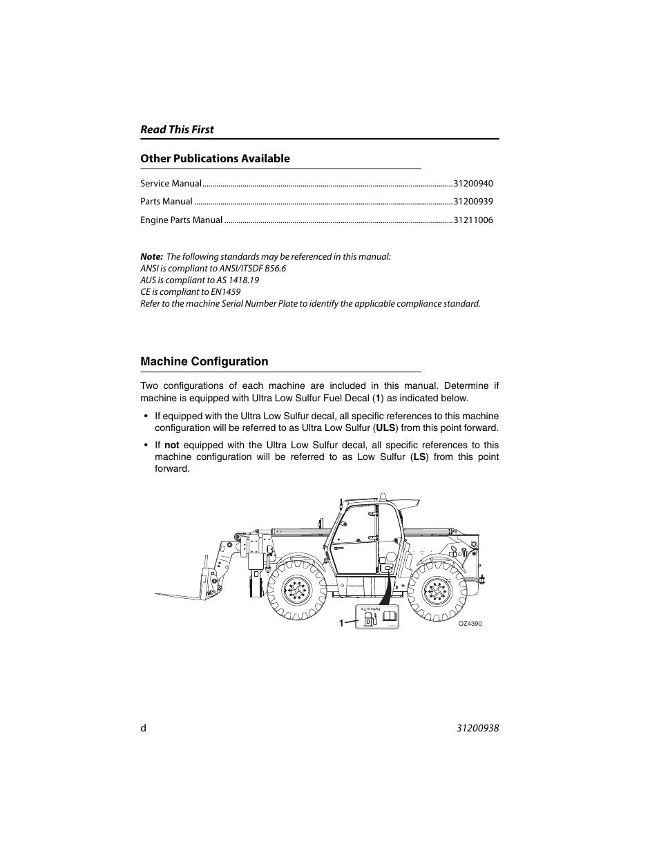 Read this first, Other publications available, Machine configuration | JLG 4017RS Operator Manual User Manual | Page 6 / 156