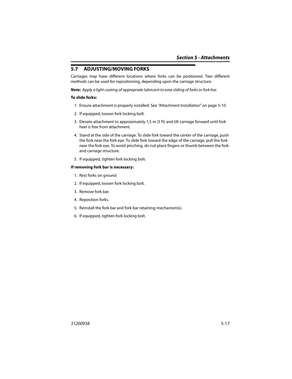 7 adjusting/moving forks, Adjusting/moving forks -17 | JLG 4017RS Operator Manual User Manual | Page 97 / 156