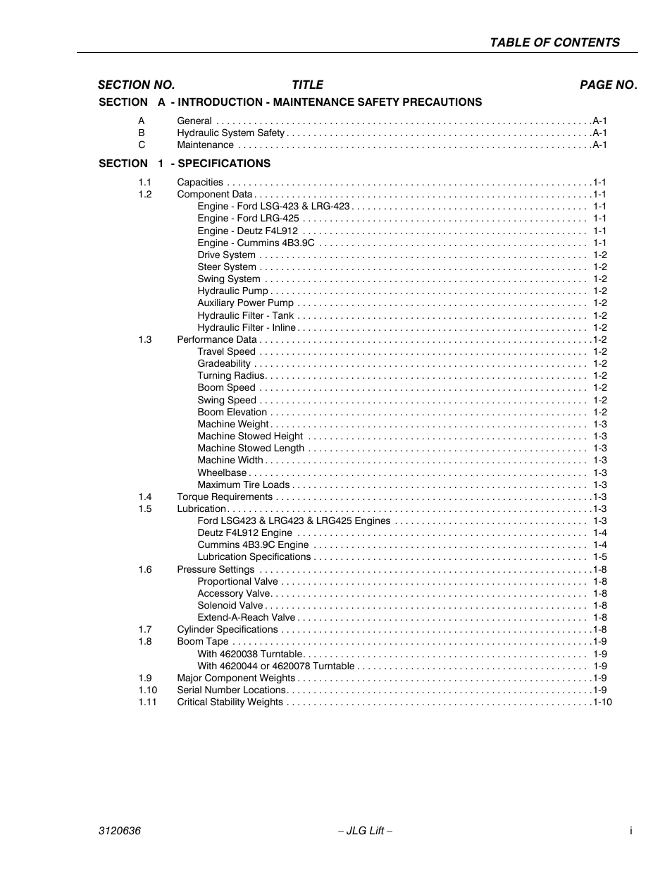 JLG 110HX ANSI Service Manual User Manual | Page 5 / 162