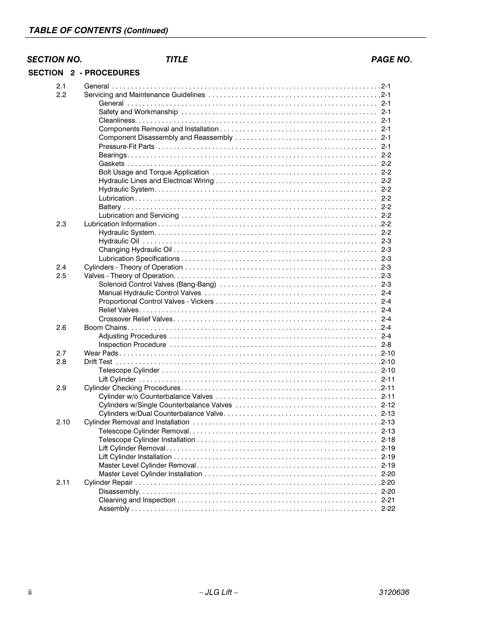 JLG 110HX ANSI Service Manual User Manual | Page 6 / 162