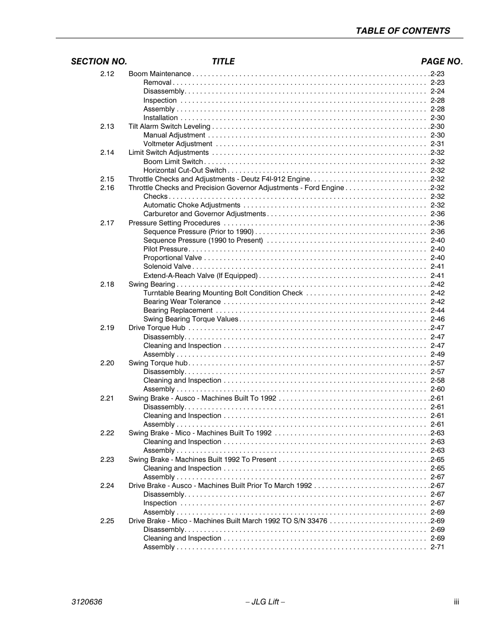 JLG 110HX ANSI Service Manual User Manual | Page 7 / 162