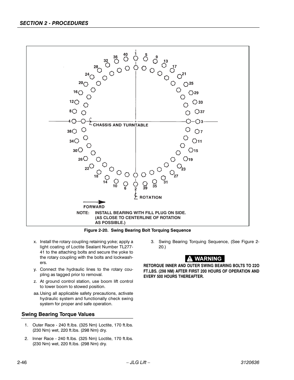 Swing bearing bolt torquing sequence -46 | JLG 110HX ANSI Service Manual User Manual | Page 70 / 162