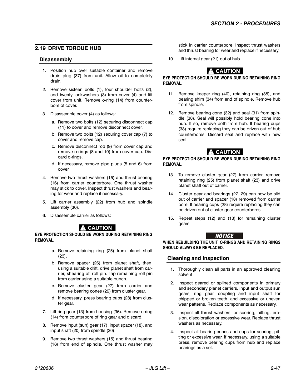 19 drive torque hub, Drive torque hub -47 | JLG 110HX ANSI Service Manual User Manual | Page 71 / 162