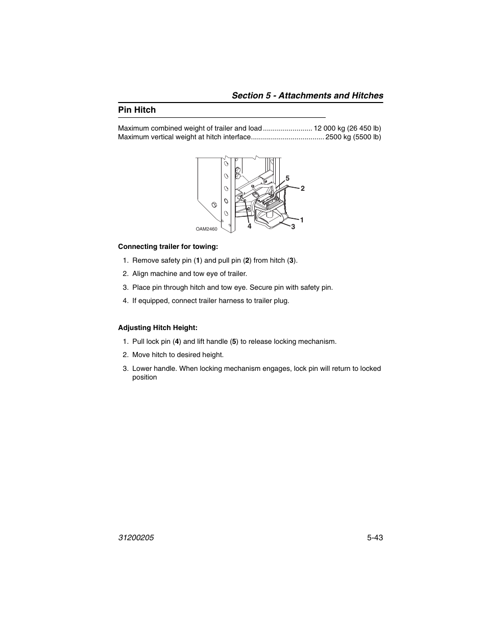 Pin hitch, Pin hitch -43 | JLG 40xxPS Operator Manual User Manual | Page 123 / 176