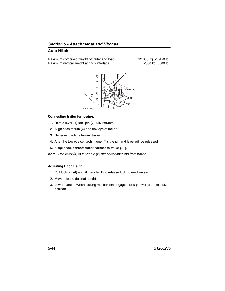 Auto hitch, Auto hitch -44 | JLG 40xxPS Operator Manual User Manual | Page 124 / 176