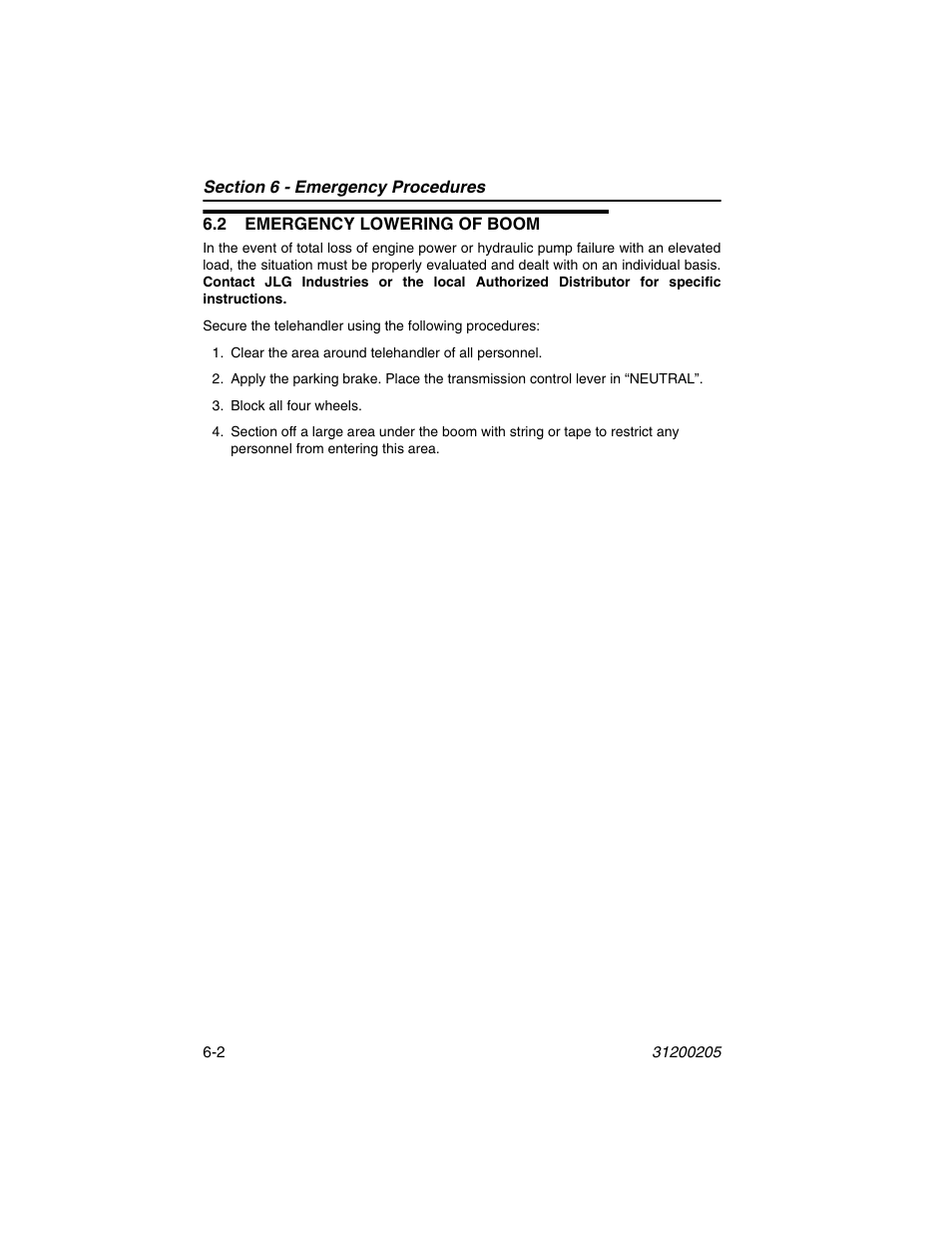 2 emergency lowering of boom, 2 emergency lowering of boom -2 | JLG 40xxPS Operator Manual User Manual | Page 128 / 176
