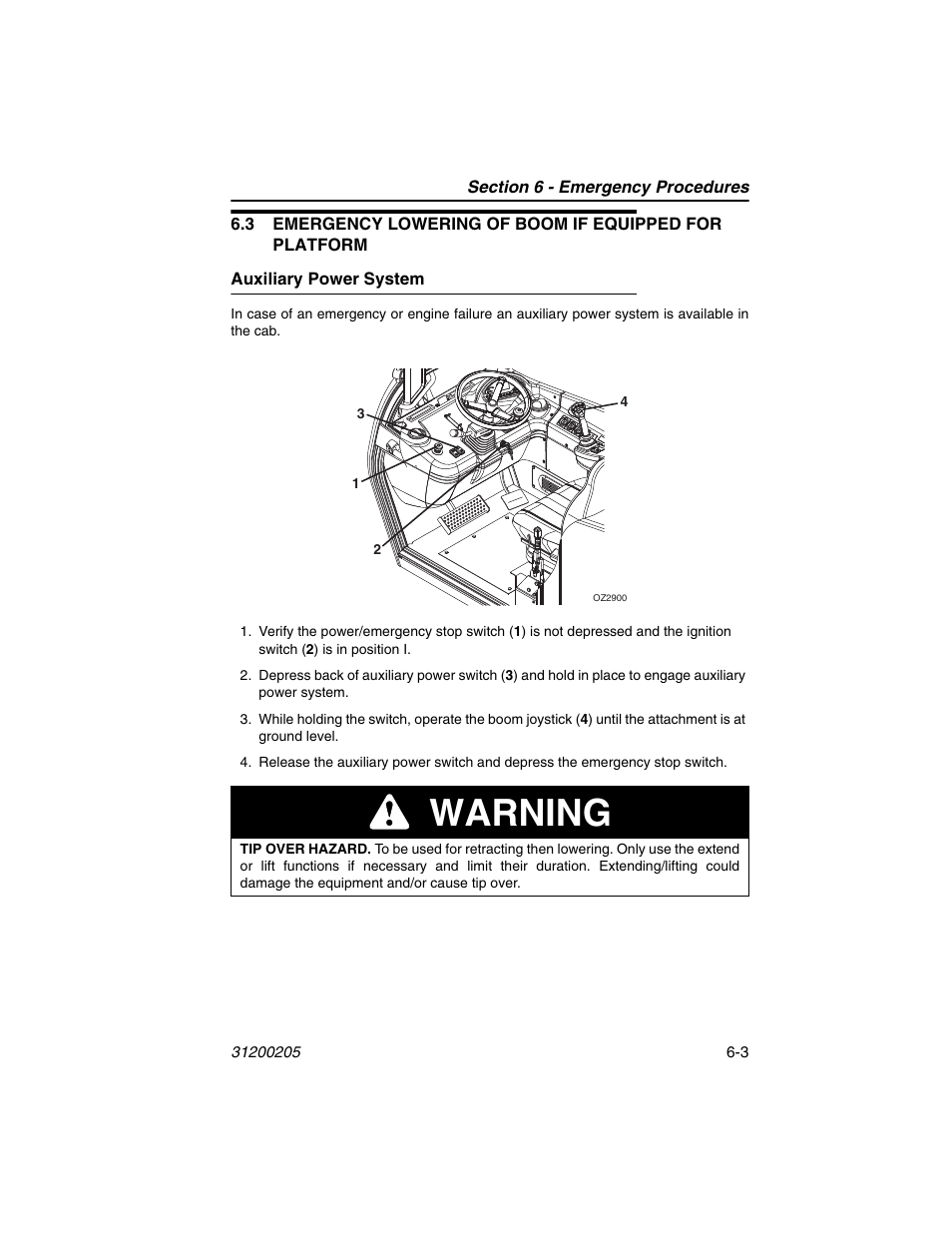 Auxiliary power system, Auxiliary power system -3, Warning | JLG 40xxPS Operator Manual User Manual | Page 129 / 176