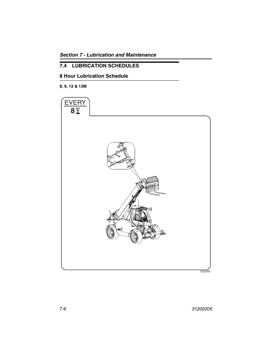 4 lubrication schedules, 8 hour lubrication schedule, 4 lubrication schedules -6 | 8 hour lubrication schedule -6, Every | JLG 40xxPS Operator Manual User Manual | Page 136 / 176