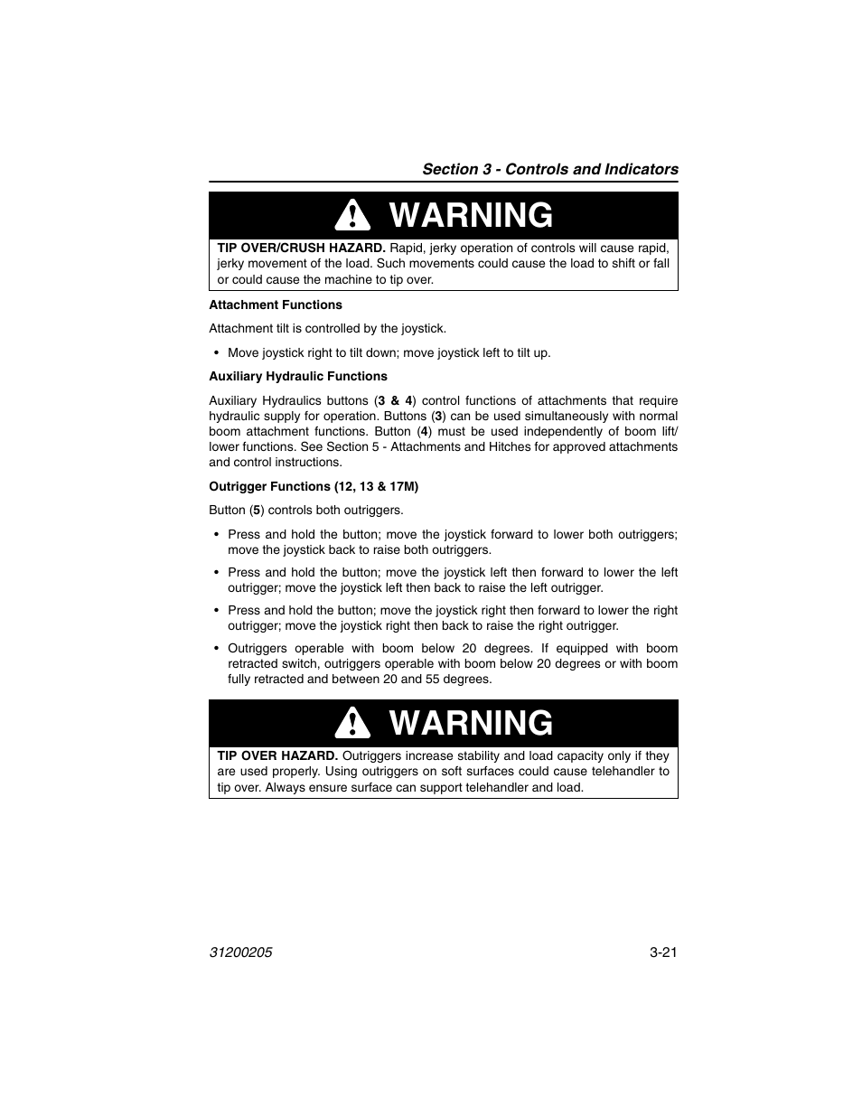 Warning | JLG 40xxPS Operator Manual User Manual | Page 57 / 176