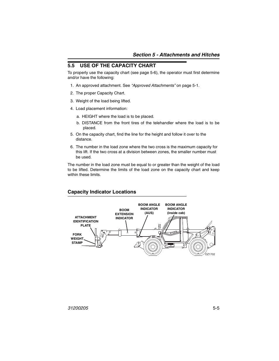 5 use of the capacity chart, Capacity indicator locations, 5 use of the capacity chart -5 | Capacity indicator locations -5 | JLG 40xxPS Operator Manual User Manual | Page 85 / 176