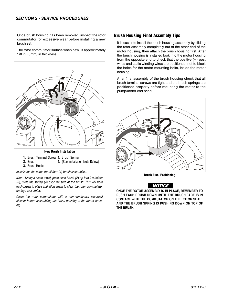 Brush housing final assembly tips, Brush housing final assembly tips -12 | JLG 19AMI Service Manual User Manual | Page 26 / 60