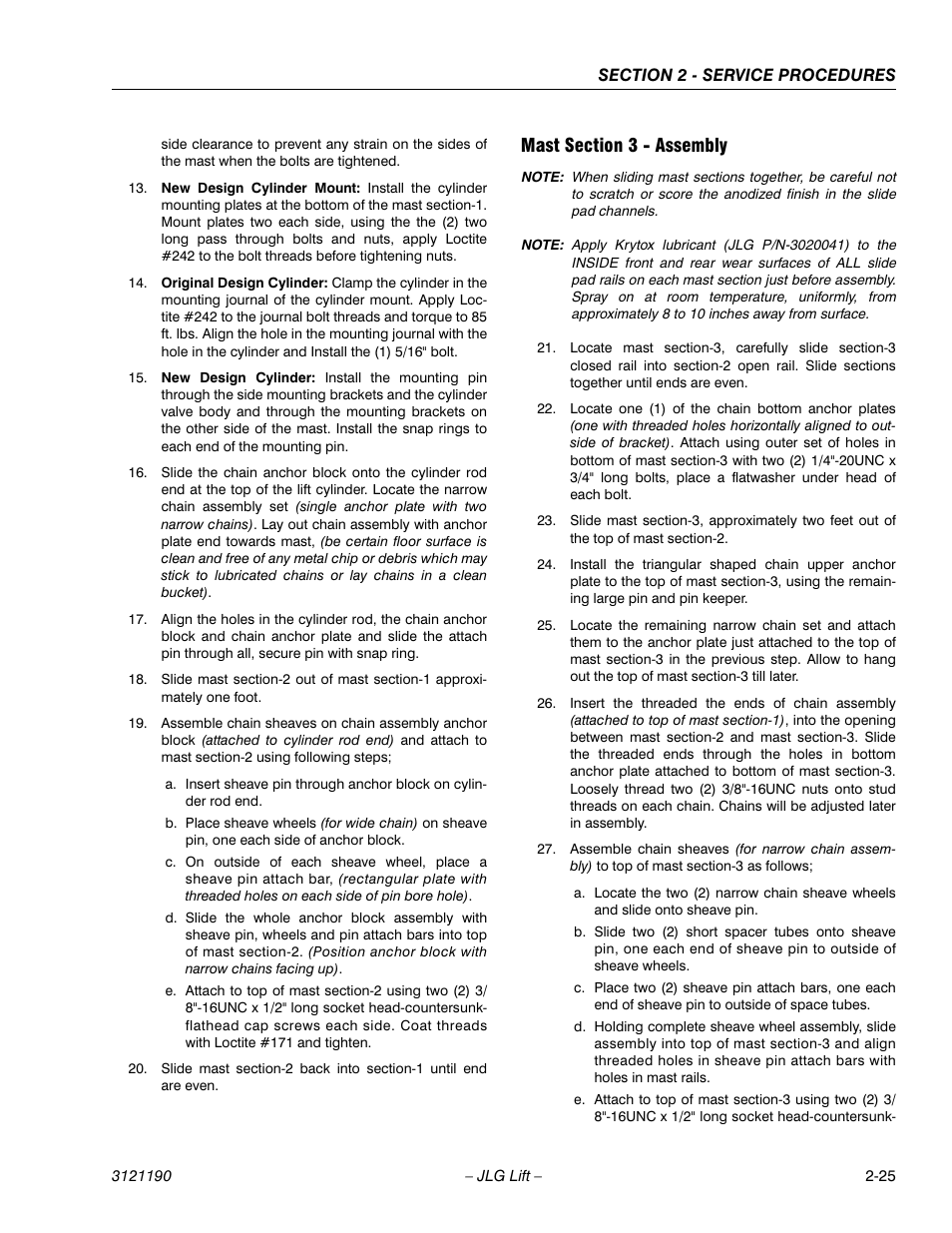 Mast section 3 - assembly, Mast section 3 - assembly -25 | JLG 19AMI Service Manual User Manual | Page 39 / 60