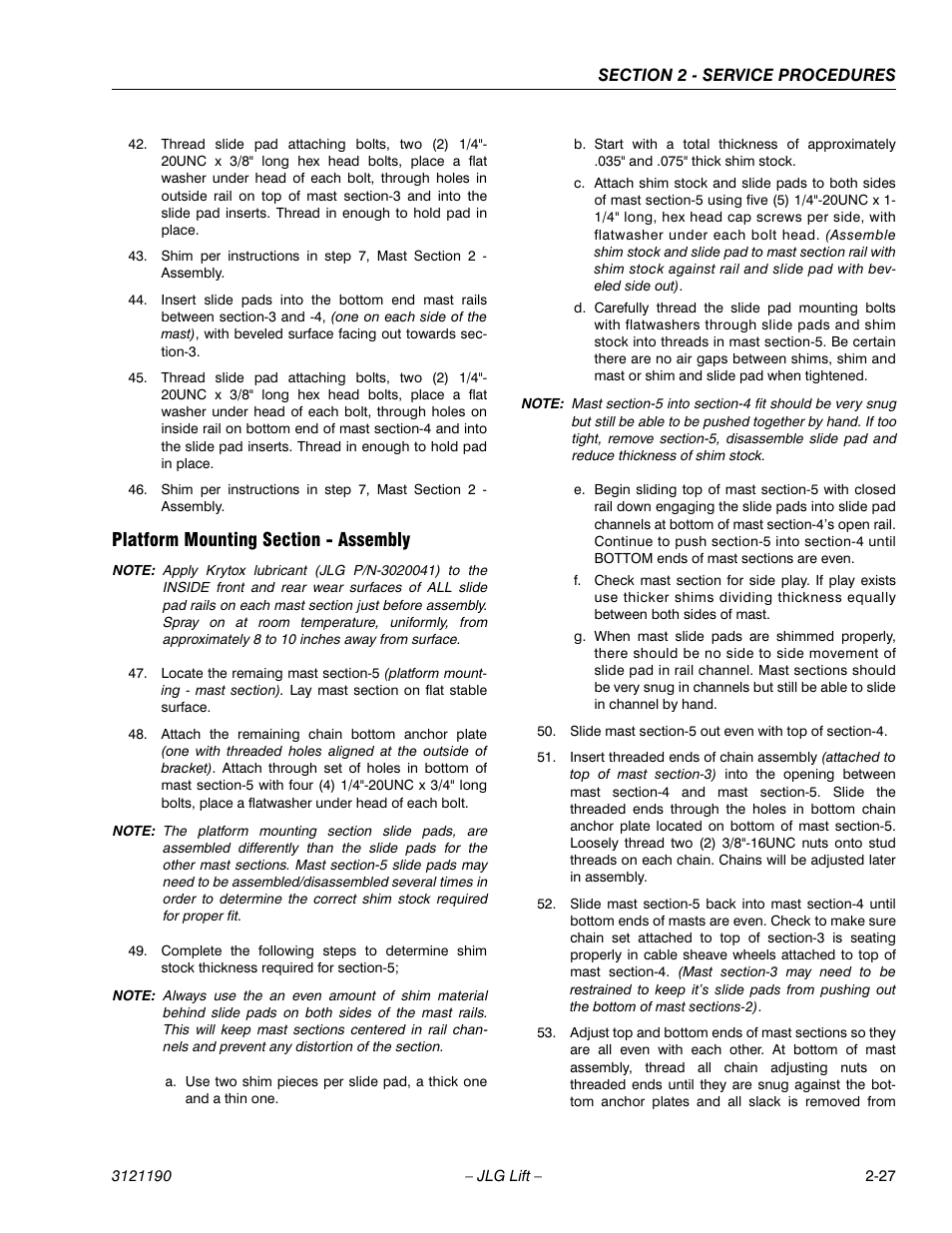 Platform mounting section - assembly, Platform mounting section - assembly -27 | JLG 19AMI Service Manual User Manual | Page 41 / 60