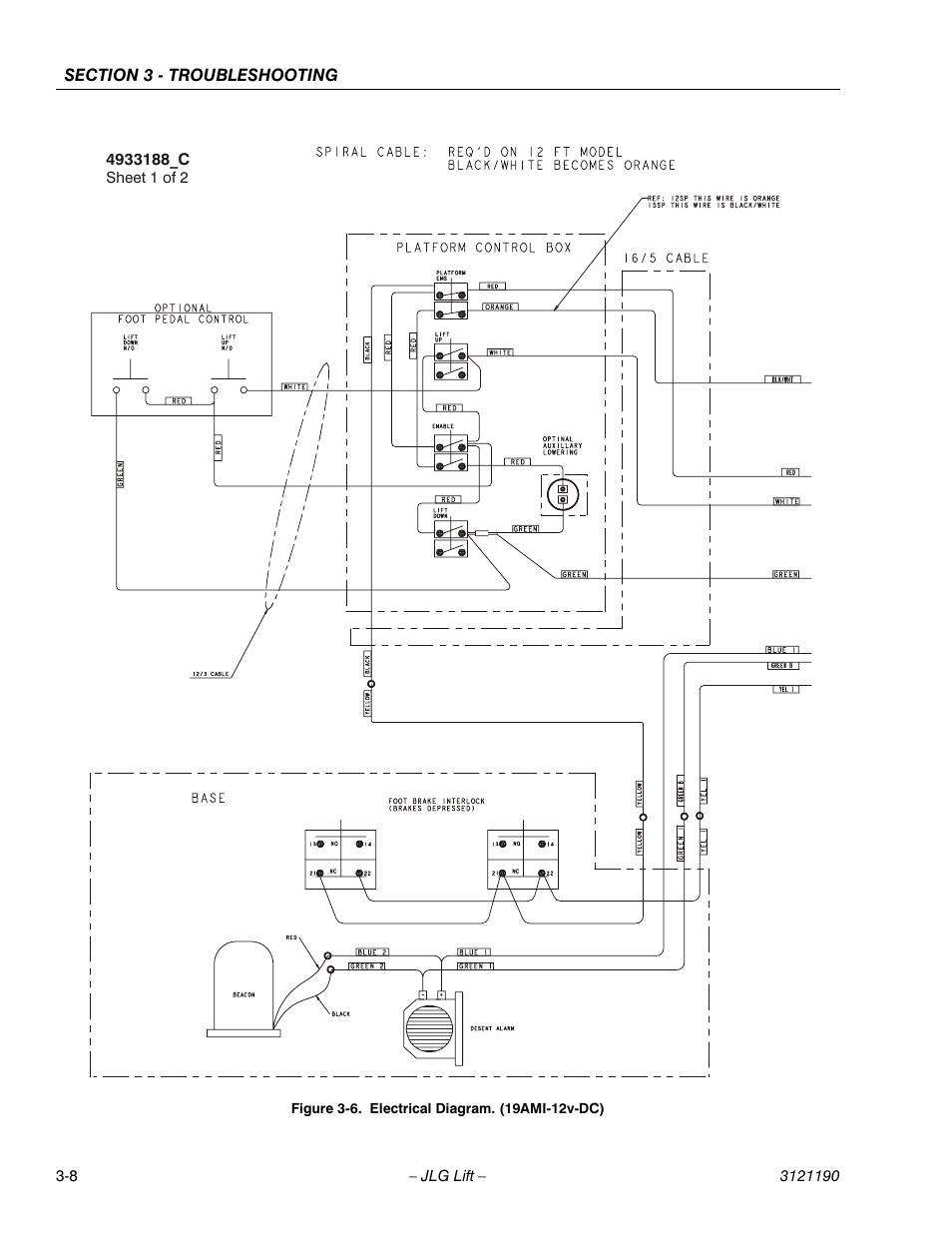 Electrical diagram. (19ami-12v-dc) -8 | JLG 19AMI Service Manual User Manual | Page 54 / 60
