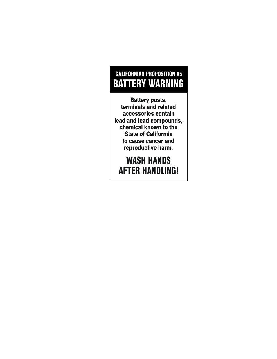 Battery warning, Wash hands after handling | JLG 19AMI Service Manual User Manual | Page 59 / 60