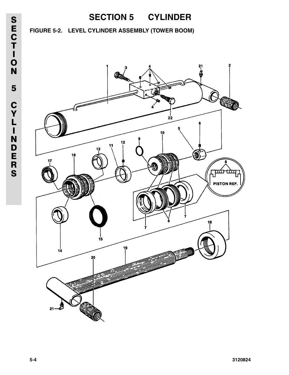 Figure 5-2. level cylinder assembly (tower boom) | JLG 45HA Parts Manual User Manual | Page 212 / 294
