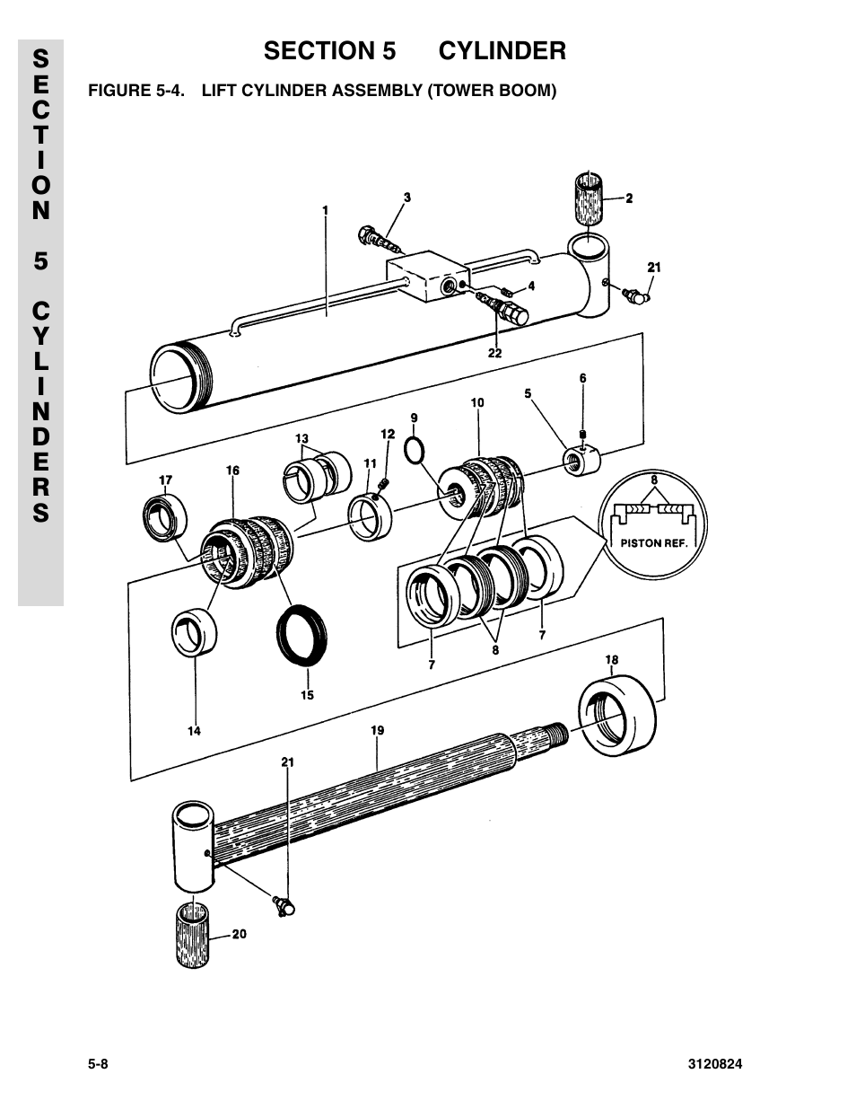 Figure 5-4. lift cylinder assembly (tower boom) | JLG 45HA Parts Manual User Manual | Page 216 / 294