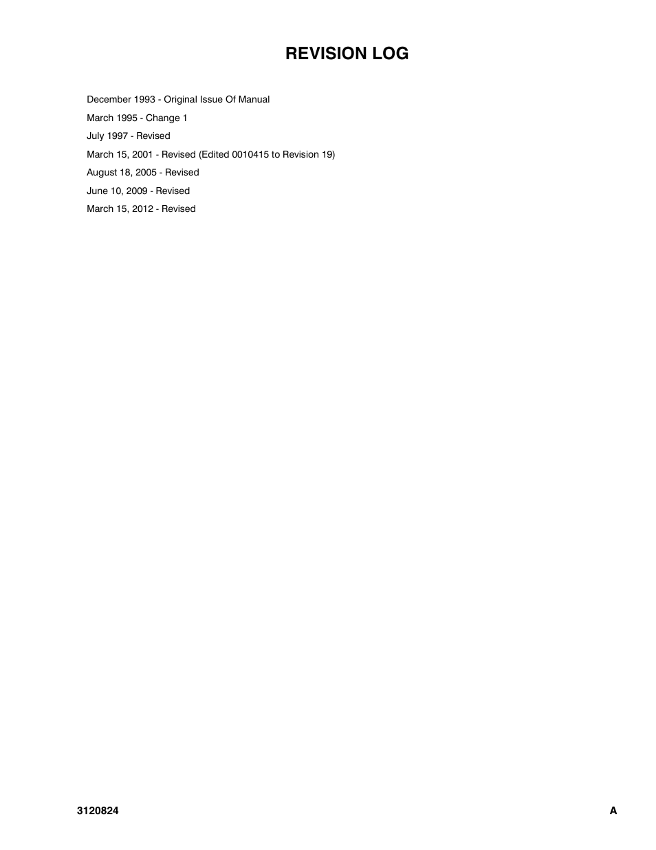 Revision log | JLG 45HA Parts Manual User Manual | Page 3 / 294