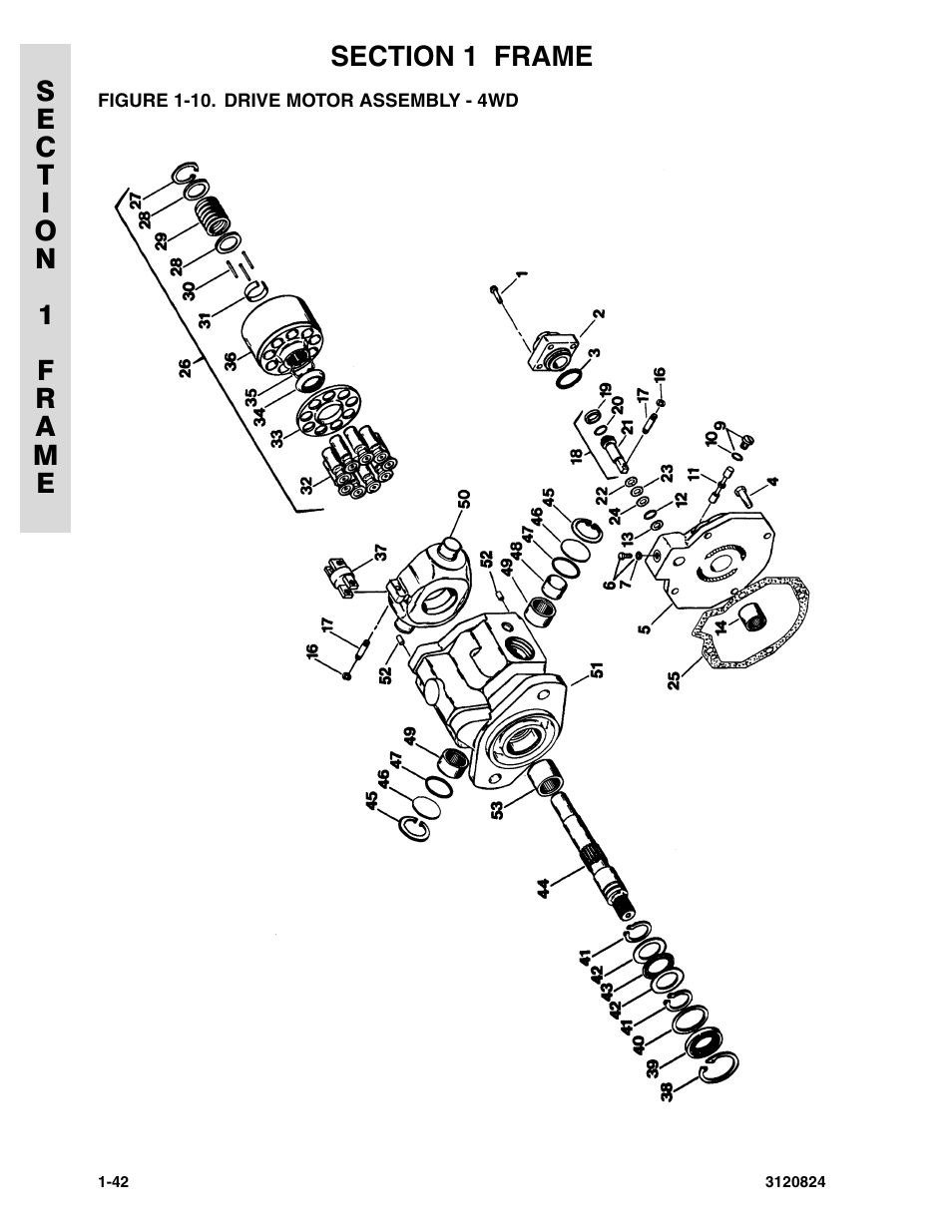 Figure 1-10. drive motor assembly - 4wd | JLG 45HA Parts Manual User Manual | Page 50 / 294