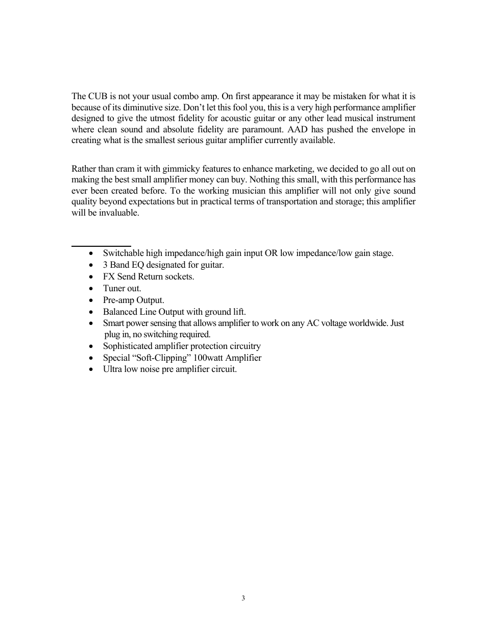 Overview of the cub | American Acoustic Development THE CUB User Manual | Page 4 / 10