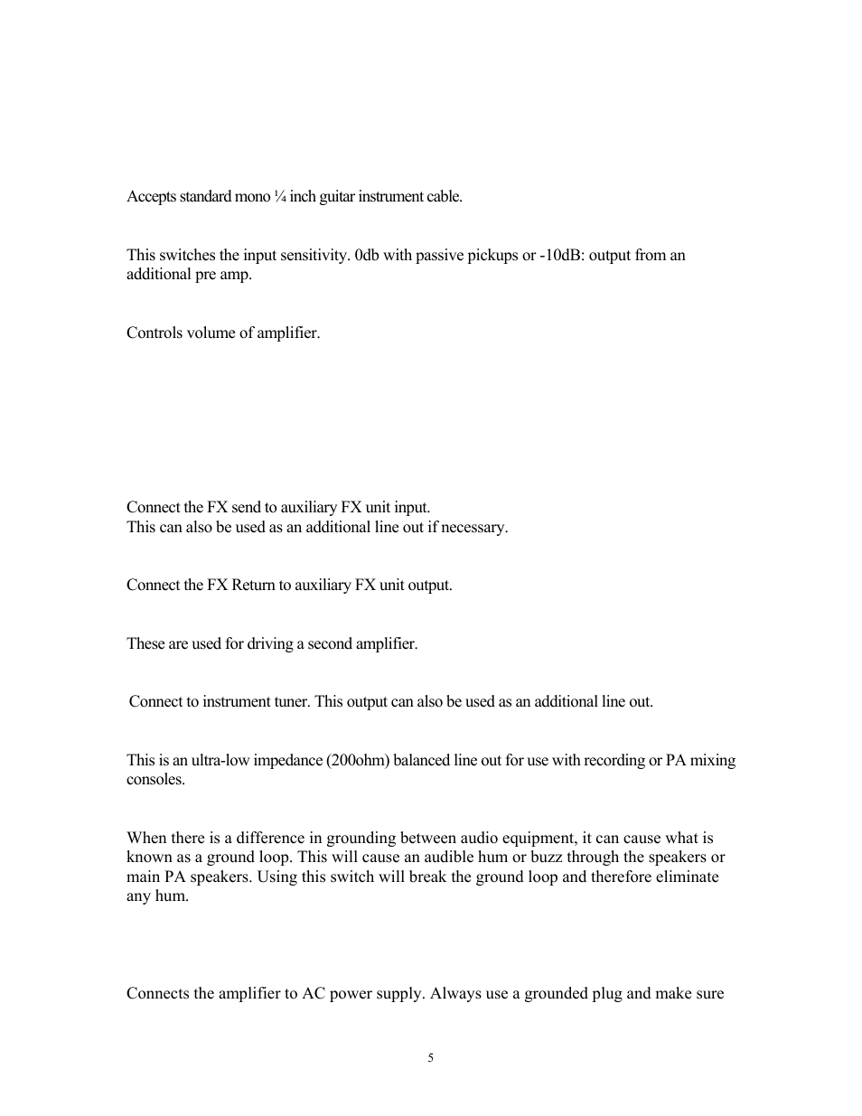 Panel description | American Acoustic Development THE CUB User Manual | Page 6 / 10