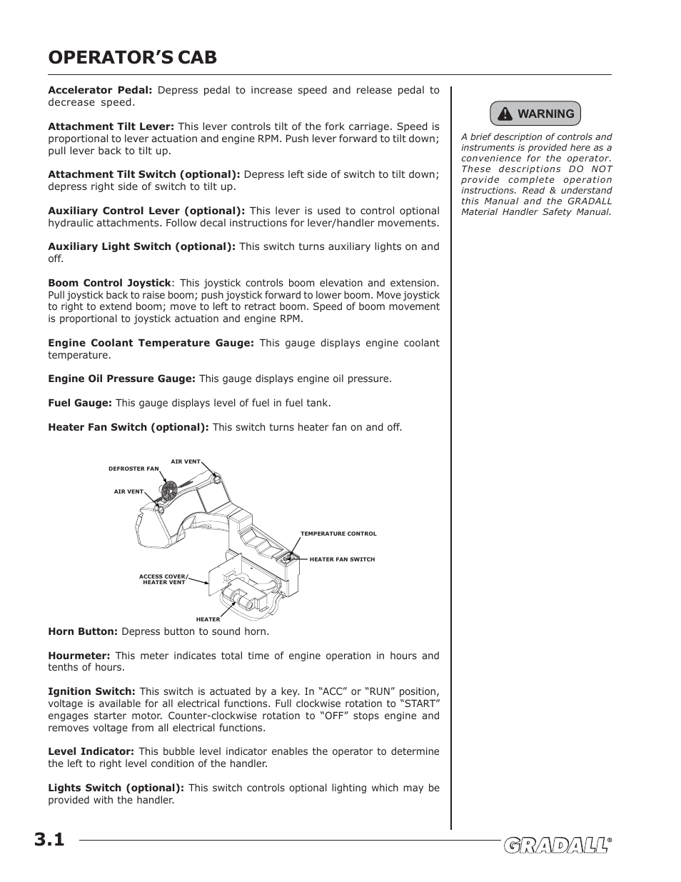 Operator’s cab | JLG G6-42A Operator Manual User Manual | Page 20 / 58