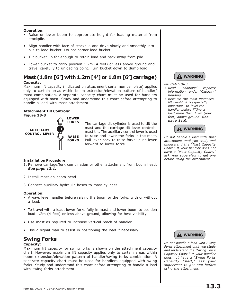 Swing forks | JLG G6-42A Operator Manual User Manual | Page 39 / 58